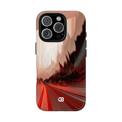 Red Tough 2.0 Magsafe Phone Case for iPhone - Crimson Pulse Horizon