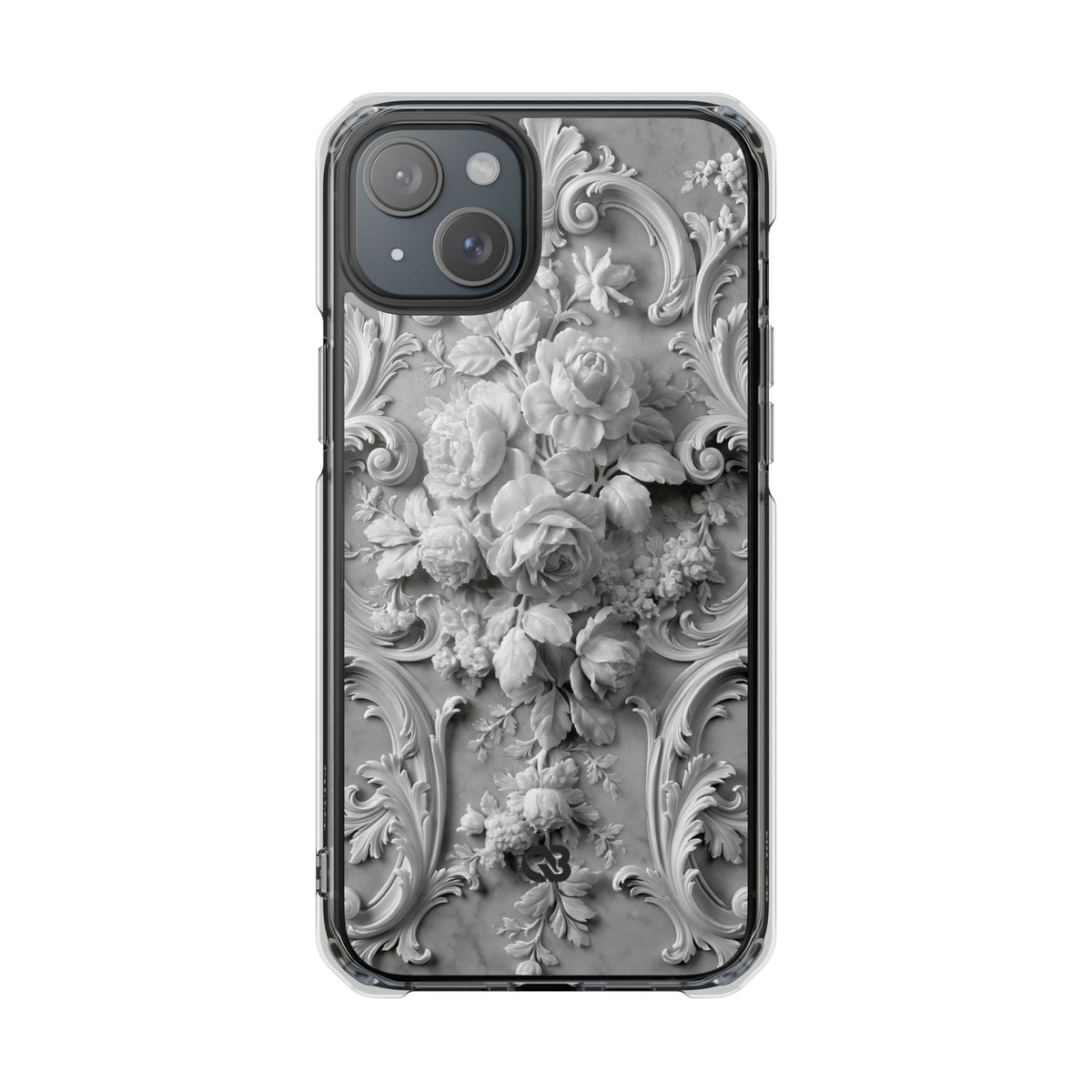 Rococo Marble Rose · Clear Impact Magnetic Phone Case for iPhone · White