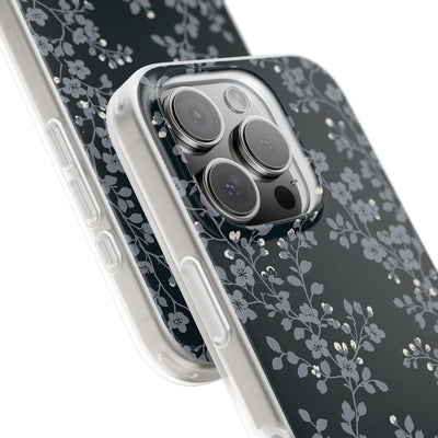 Black Lite Phone Case for iPhone - Midnight Slate Blossom