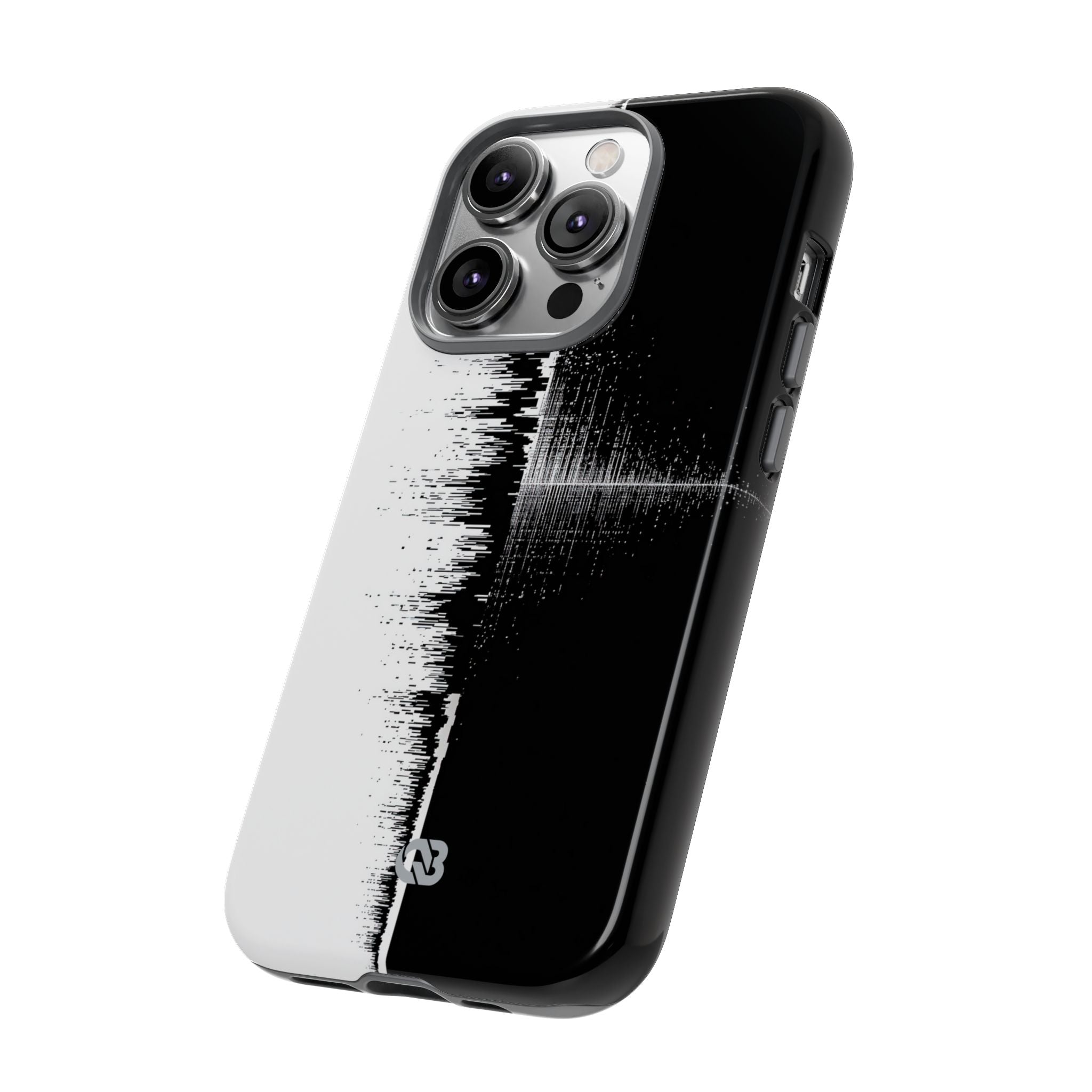 Black Tough Phone Case for iPhone - Static Signal Split