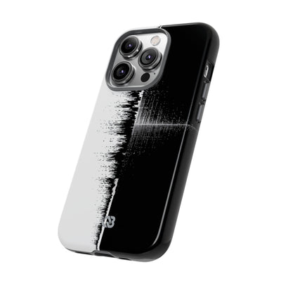 Black Tough Phone Case for iPhone - Static Signal Split