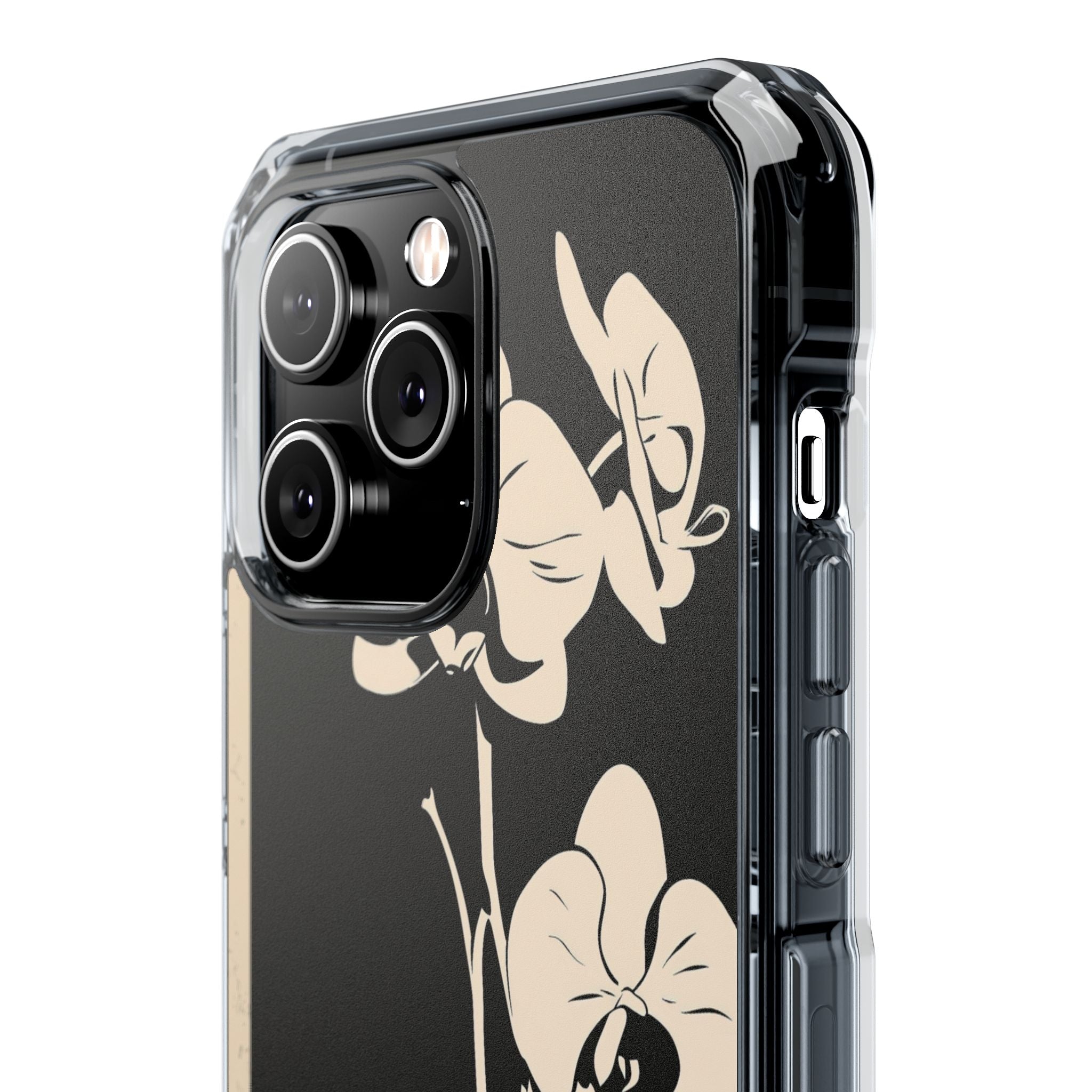 Black Impact MagSafe Phone Case for iPhone - Obsidian Bone Orchid
