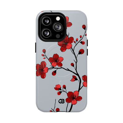 Scarlet Plum Blossom · Tough 2.0 Magnetic Phone Case for iPhone · Red