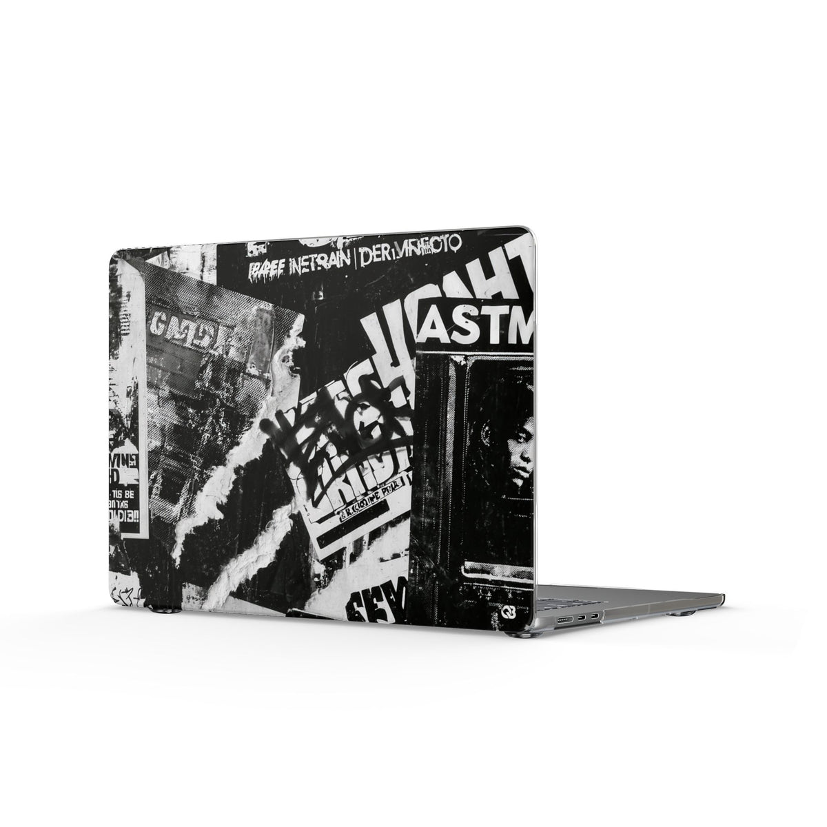 Underground Punk Collage · Clear Hard Case for MacBook · Black