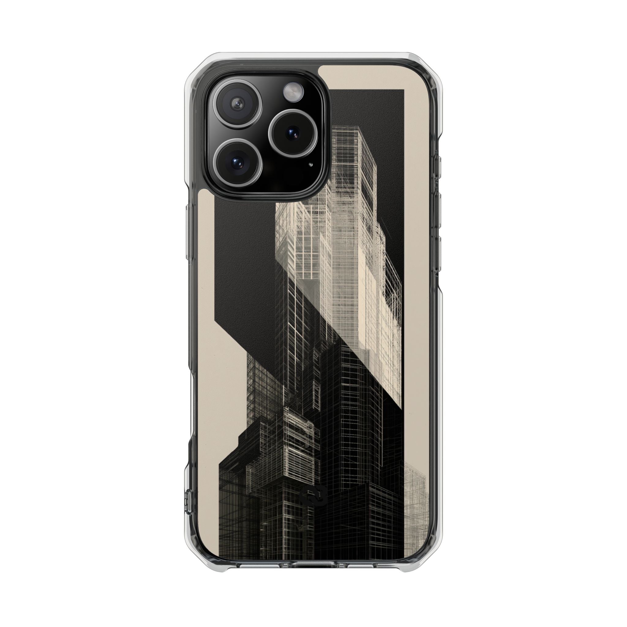Beige Impact MagSafe Phone Case for iPhone - Monolith Urban Grid