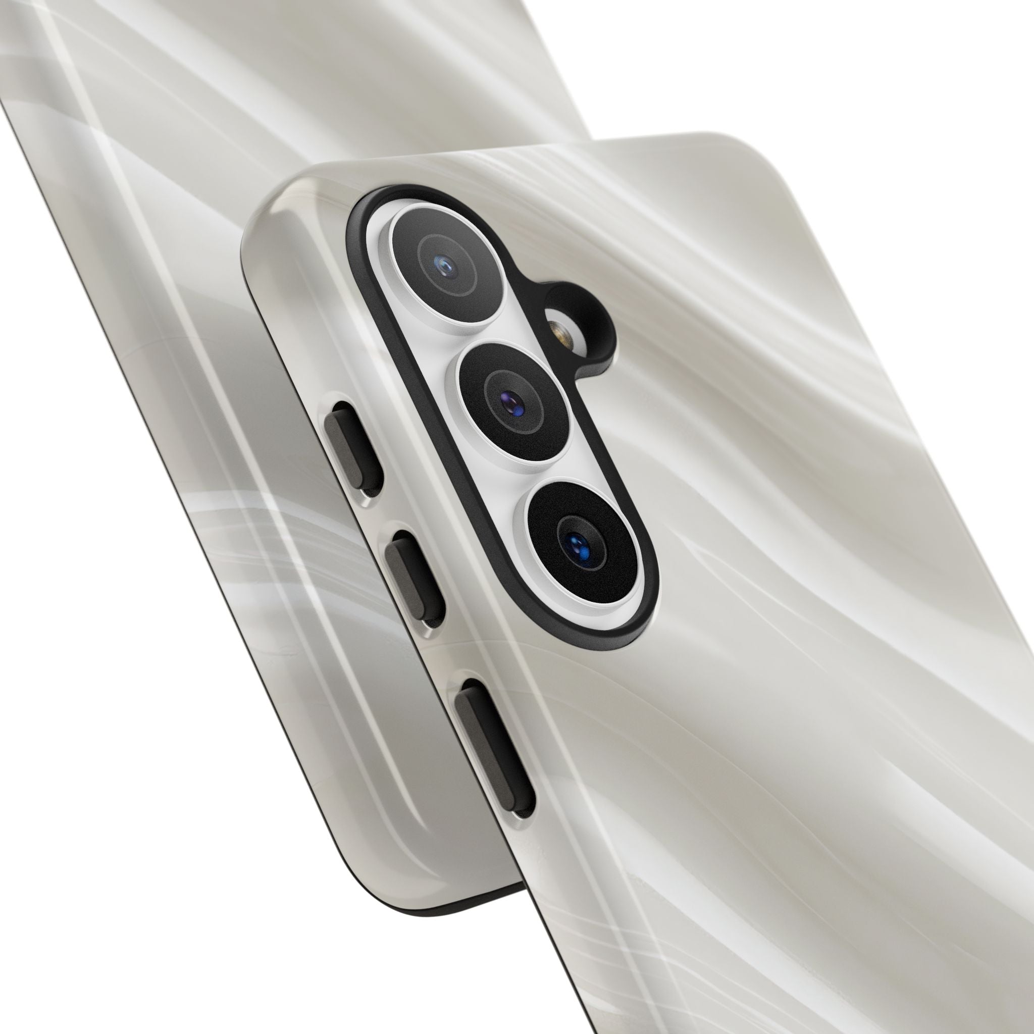 White Tough Phone Case for Samsung - Polished Ivory Wave