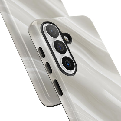White Tough Phone Case for Samsung - Polished Ivory Wave