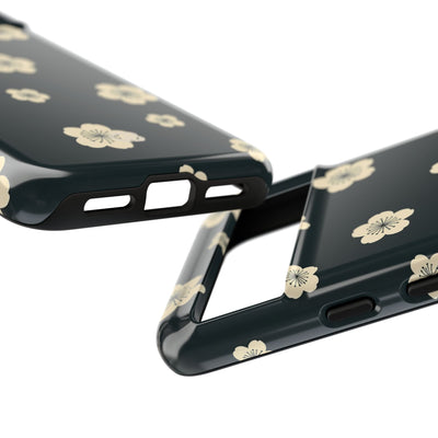 Teal Tough Phone Case for Google Pixel - Obsidian Cream Petals