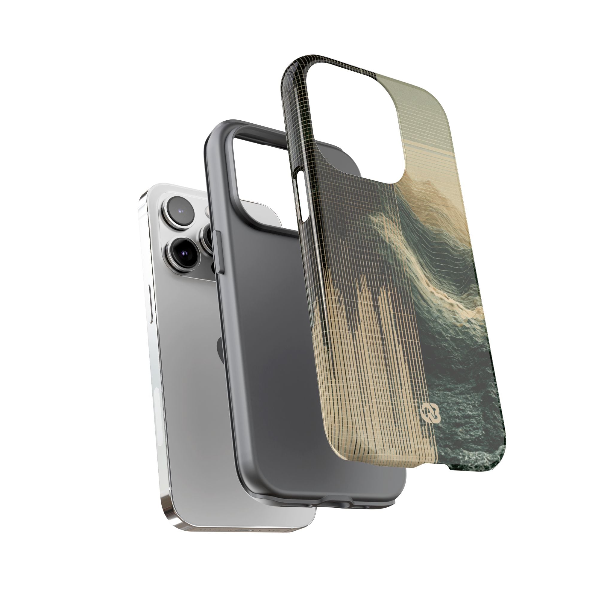 Beige Tough Phone Case for iPhone - Veridian Data Ridge