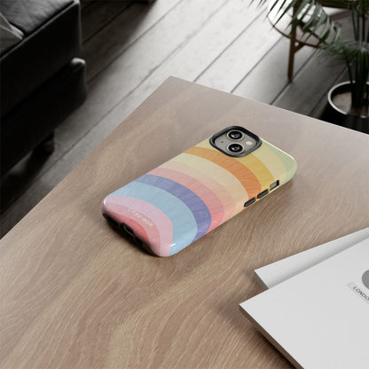 Pastel Rainbow Bands iPhone 14 Skal - Tough