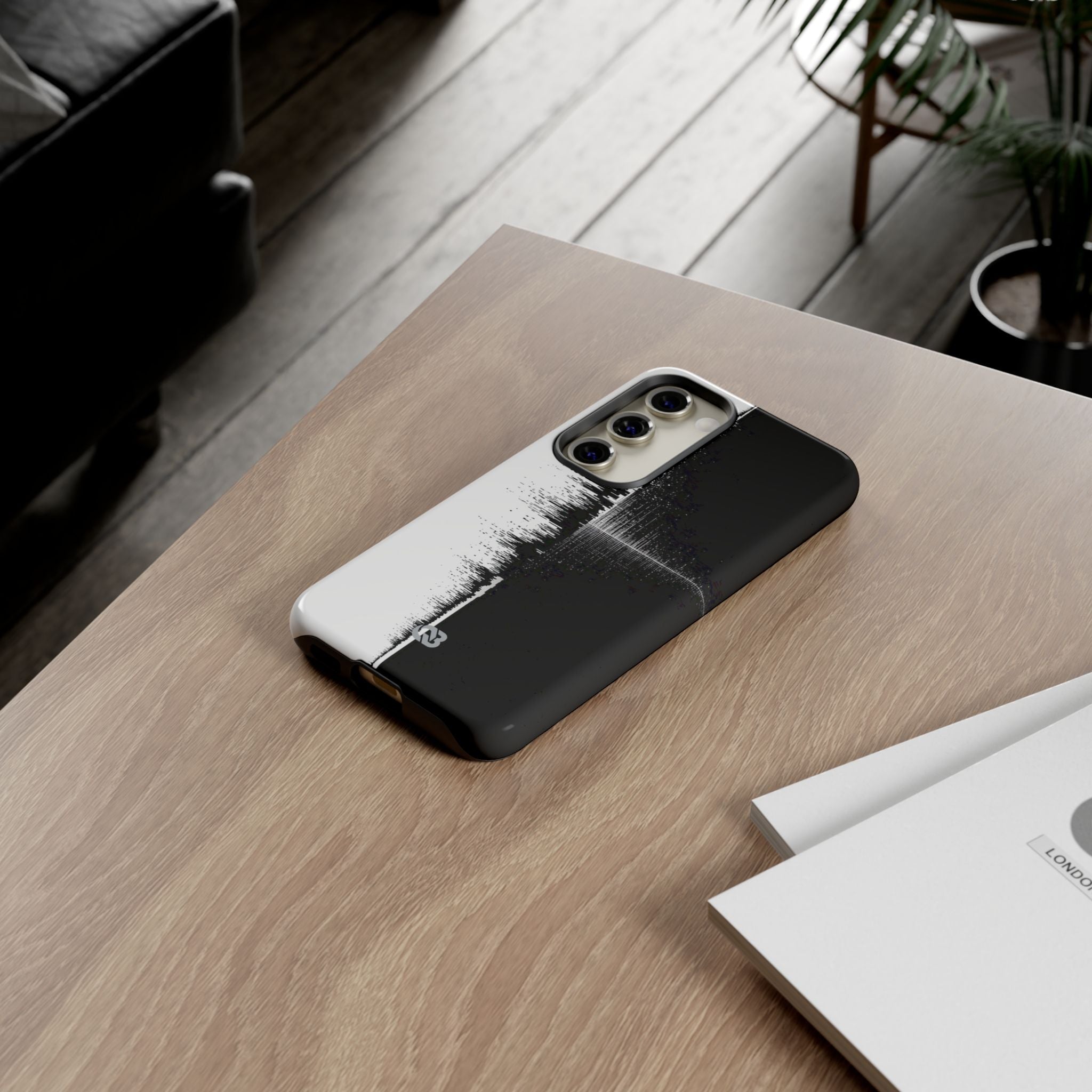 Black Tough Phone Case for Samsung - Static Signal Split