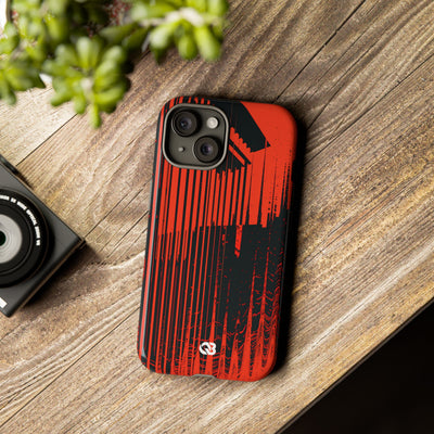 Red Tough Phone Case for iPhone - Crimson Brutalist Distortion