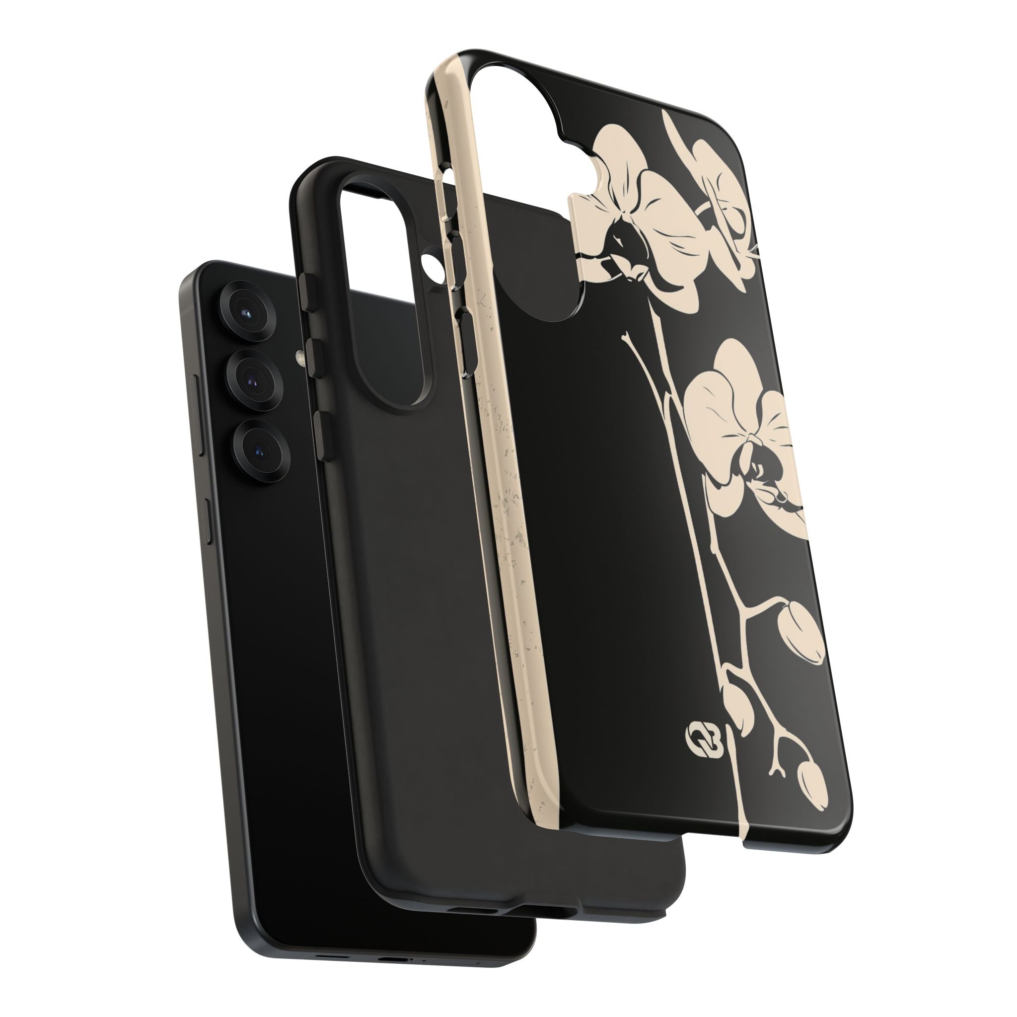 Black Tough Phone Case for Samsung - Obsidian Bone Orchid