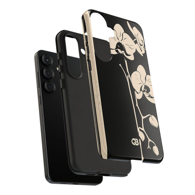 Black Tough Phone Case for Samsung - Obsidian Bone Orchid