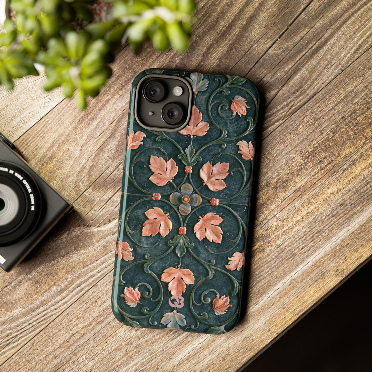 Florentine Rose Arabesque · Tough Phone Case for iPhone · Green