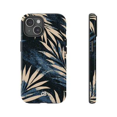 Blue Tough Phone Case for iPhone - Midnight Indigo Palm