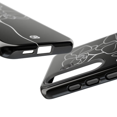 Black Tough Phone Case for Samsung - Noir Alabaster Orchid