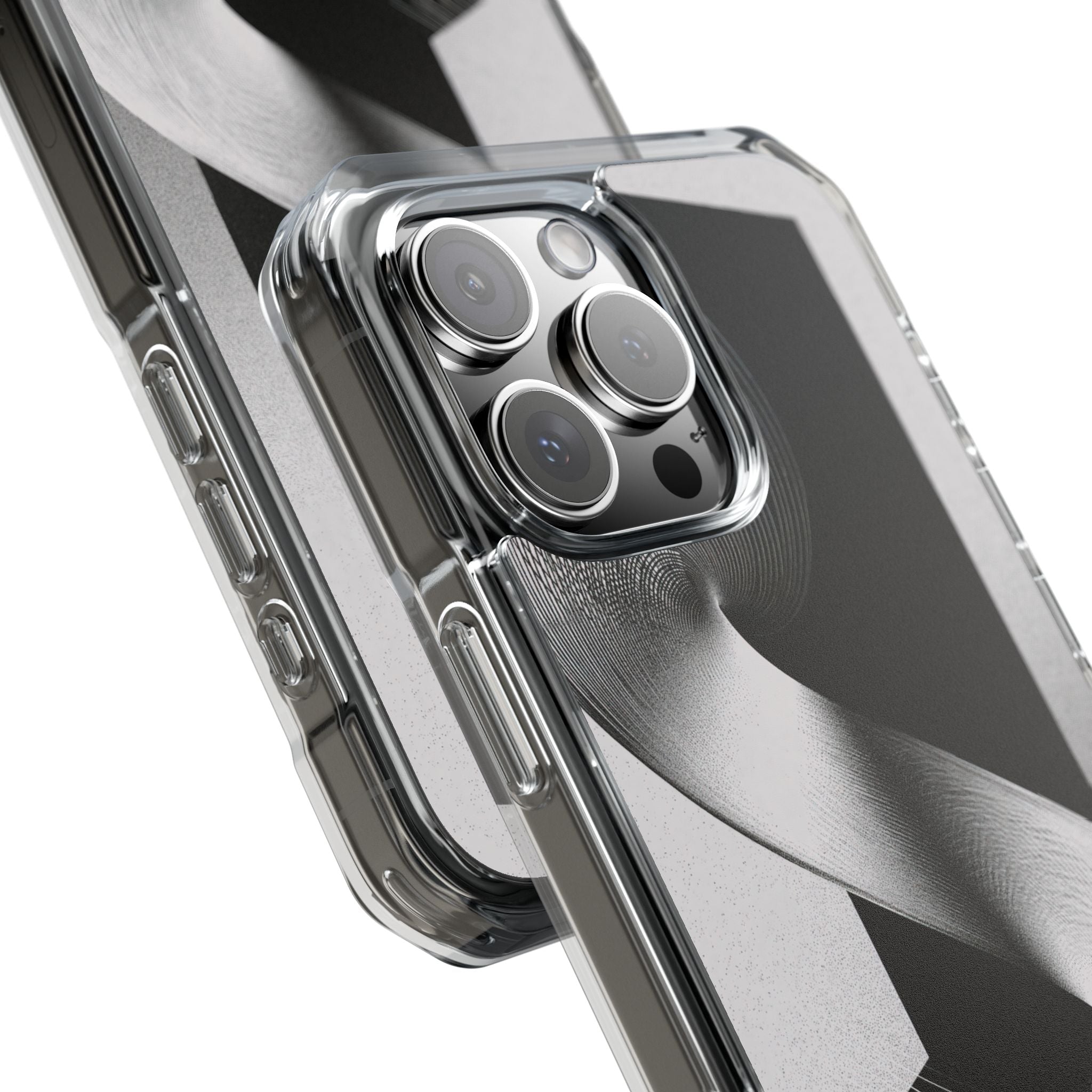 Grey Impact MagSafe Phone Case for iPhone - Obsidian Moiré Wave