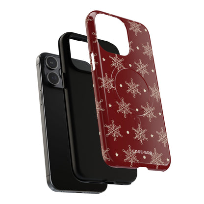 Cream Snowflake Crimson iPhone 15 Pro Max Cover - Tough+
