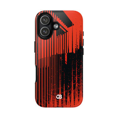 Red Tough Phone Case for iPhone - Crimson Brutalist Distortion