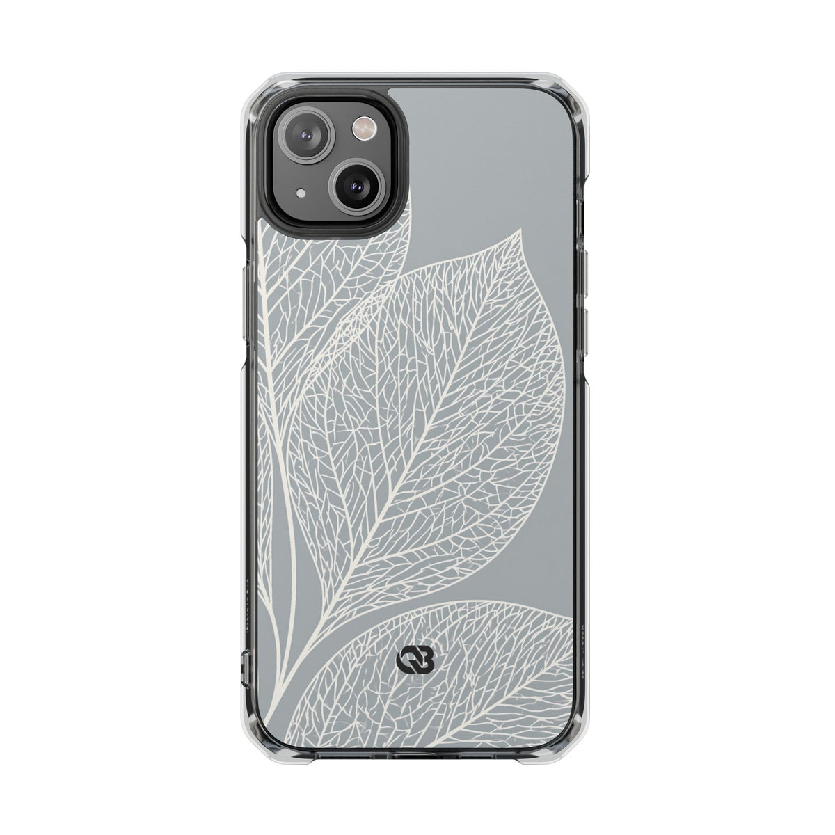 Minimal Leaf Skeleton · Clear Impact Magnetic Phone Case for iPhone ·  Grey