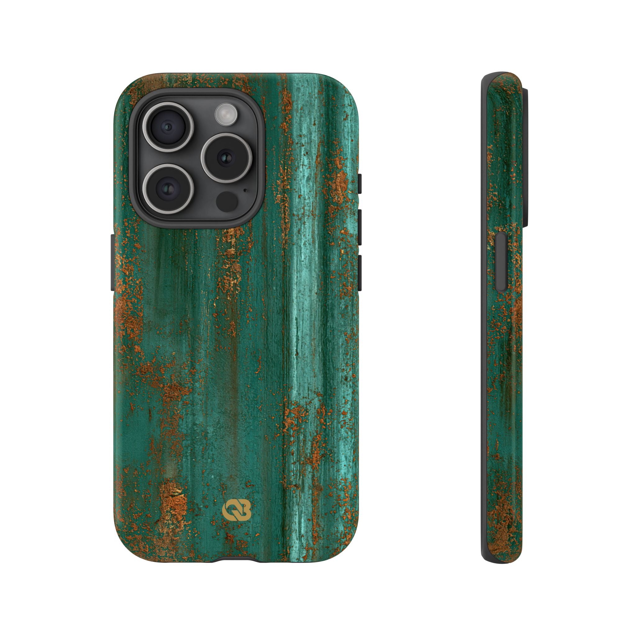 Teal Tough Phone Case for iPhone - Verdigris Copper Siding