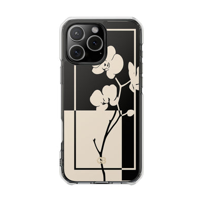 Beige Impact MagSafe Phone Case for iPhone - Nocturnal Orchid Frame