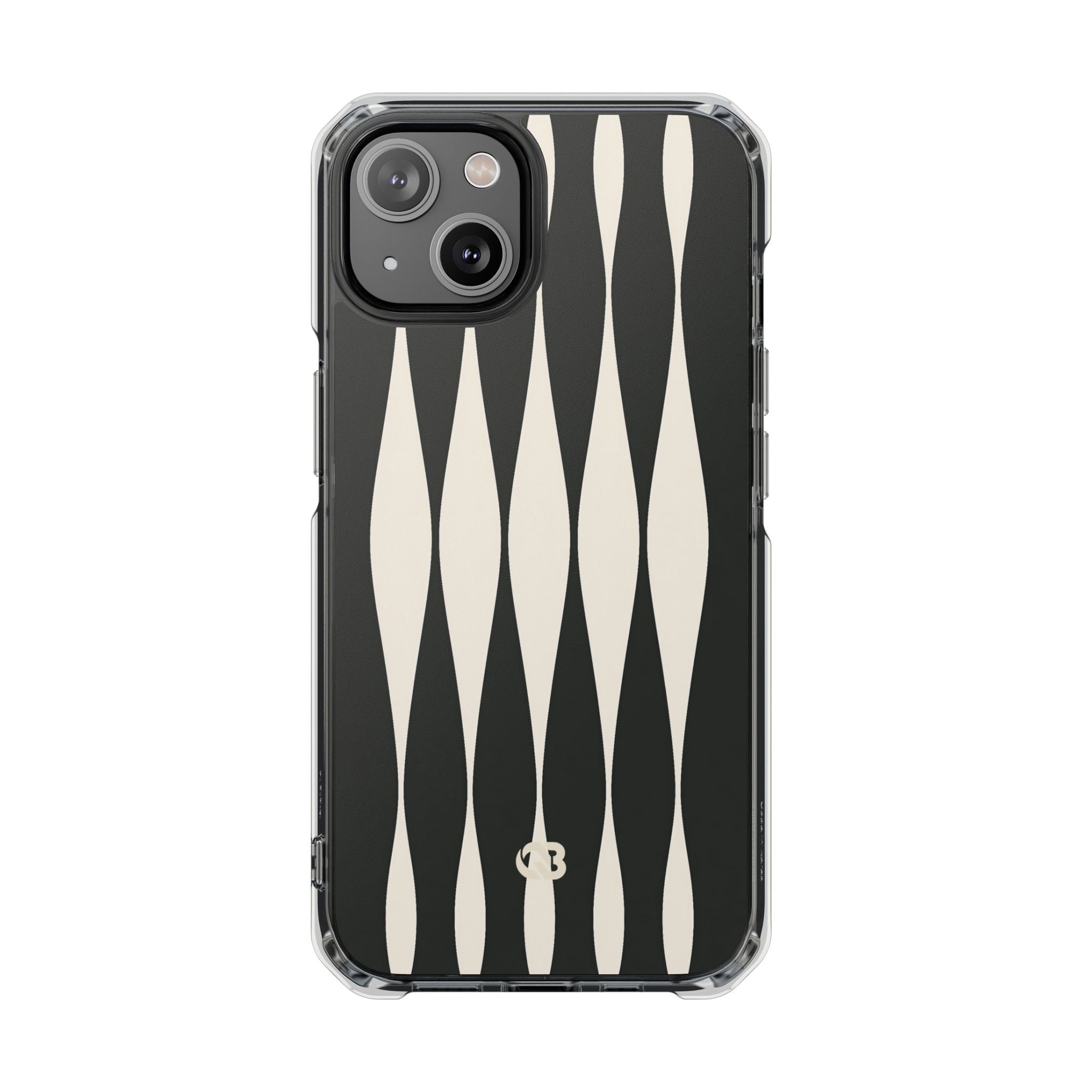 Black Impact MagSafe Phone Case for iPhone - Ivory Spindle Grid