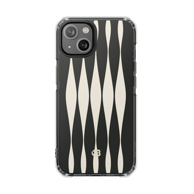 Black Impact MagSafe Phone Case for iPhone - Ivory Spindle Grid