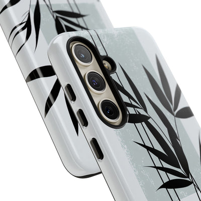 Grey Tough Phone Case for Samsung - Sage Bamboo Noir