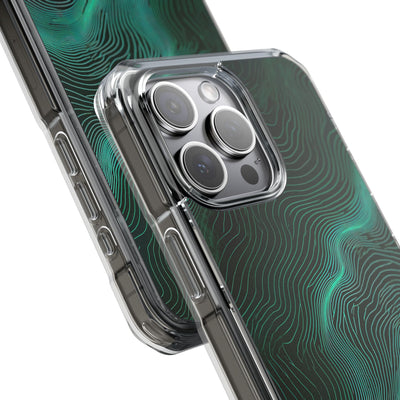 Teal Impact MagSafe Phone Case for iPhone - Neon Jade Contour