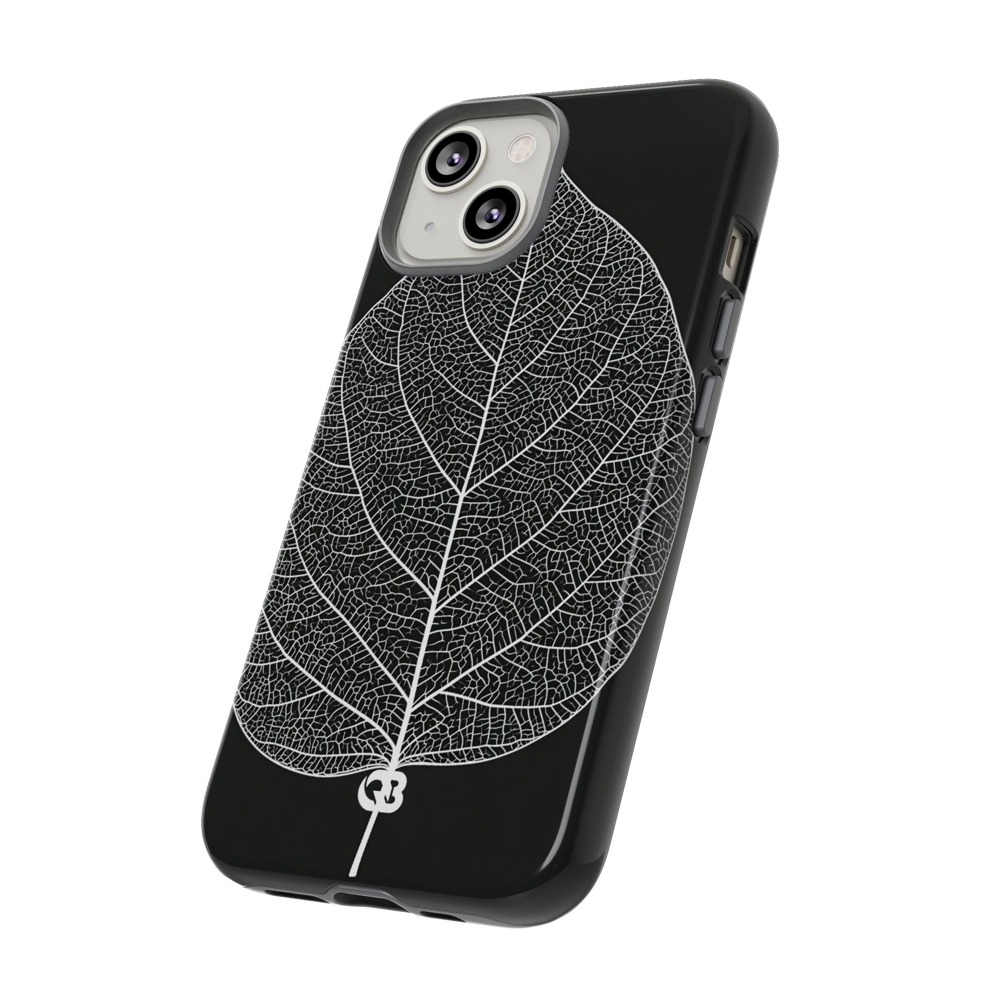 Black Tough Phone Case for iPhone - Bleached Leaf Lattice