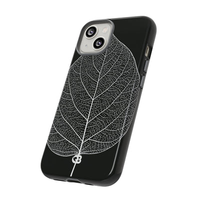 Black Tough Phone Case for iPhone - Bleached Leaf Lattice