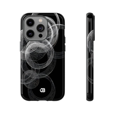 Black Tough Phone Case for iPhone - Kinetic Wireframe Orbit