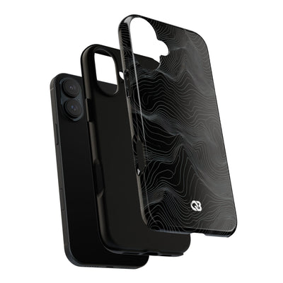 Black Tough Phone Case for iPhone - Obsidian Topo Wireframe