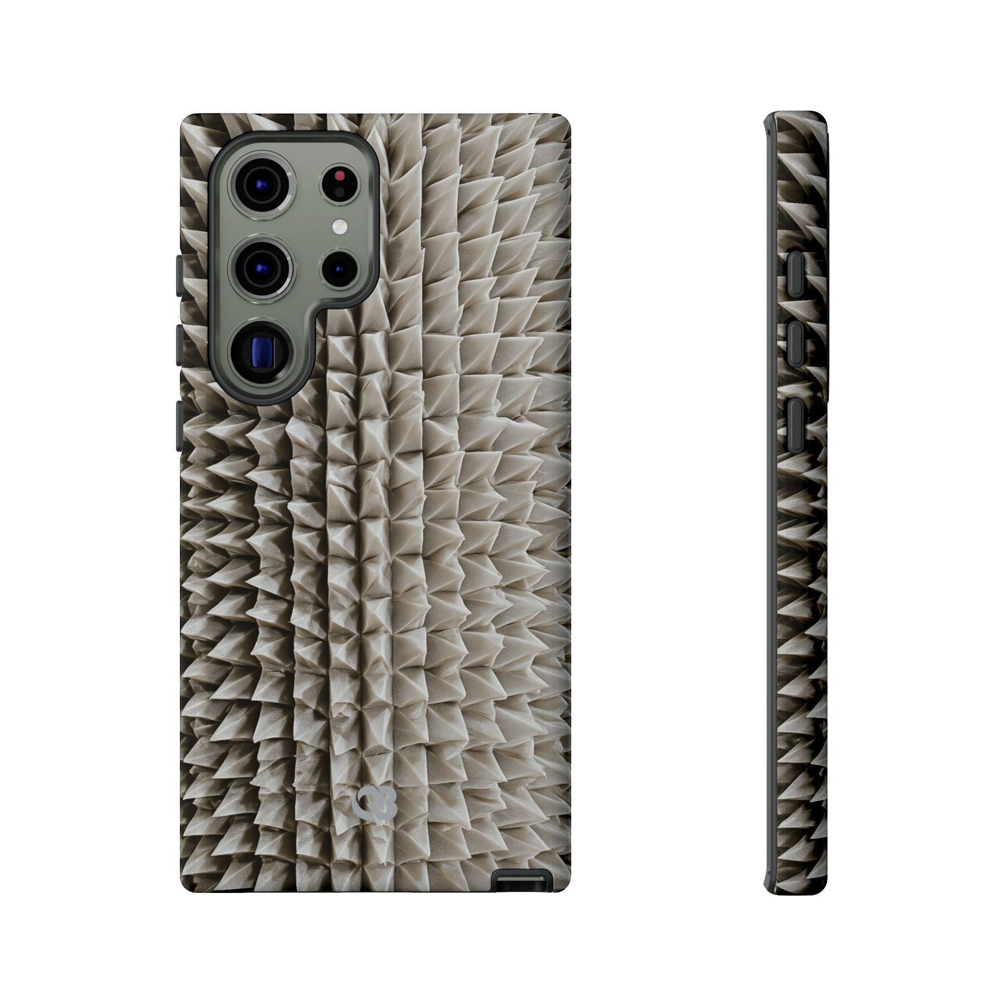Beige Tough Phone Case for Samsung - Bone Spiked Grid