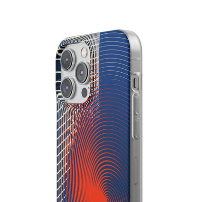Blue Lite Phone Case for iPhone - Orange Orbit Grid
