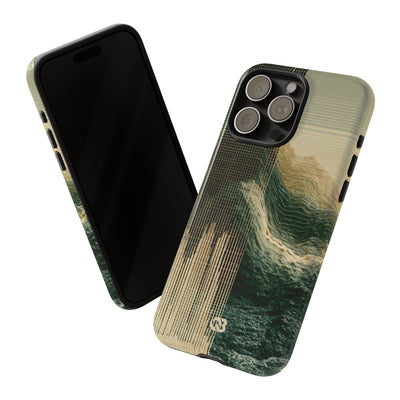 Beige Tough Phone Case for iPhone - Veridian Data Ridge
