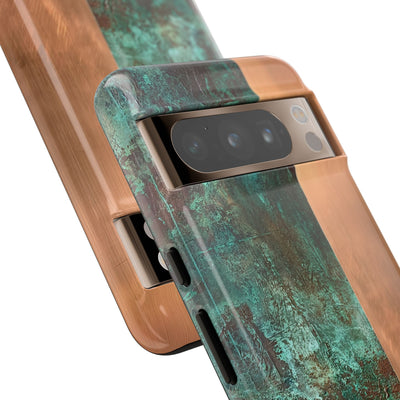 Teal Tough Phone Case for Google Pixel - Verdigris Copper Slab