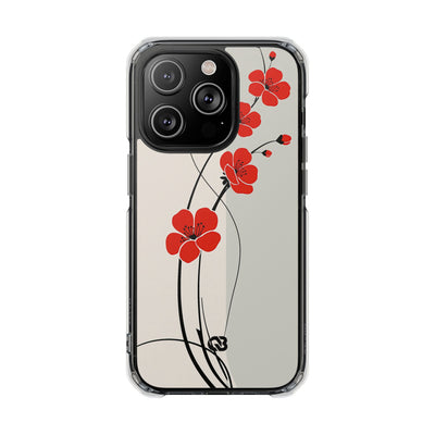 Beige Impact MagSafe Phone Case for iPhone - Scarlet Ink Petals