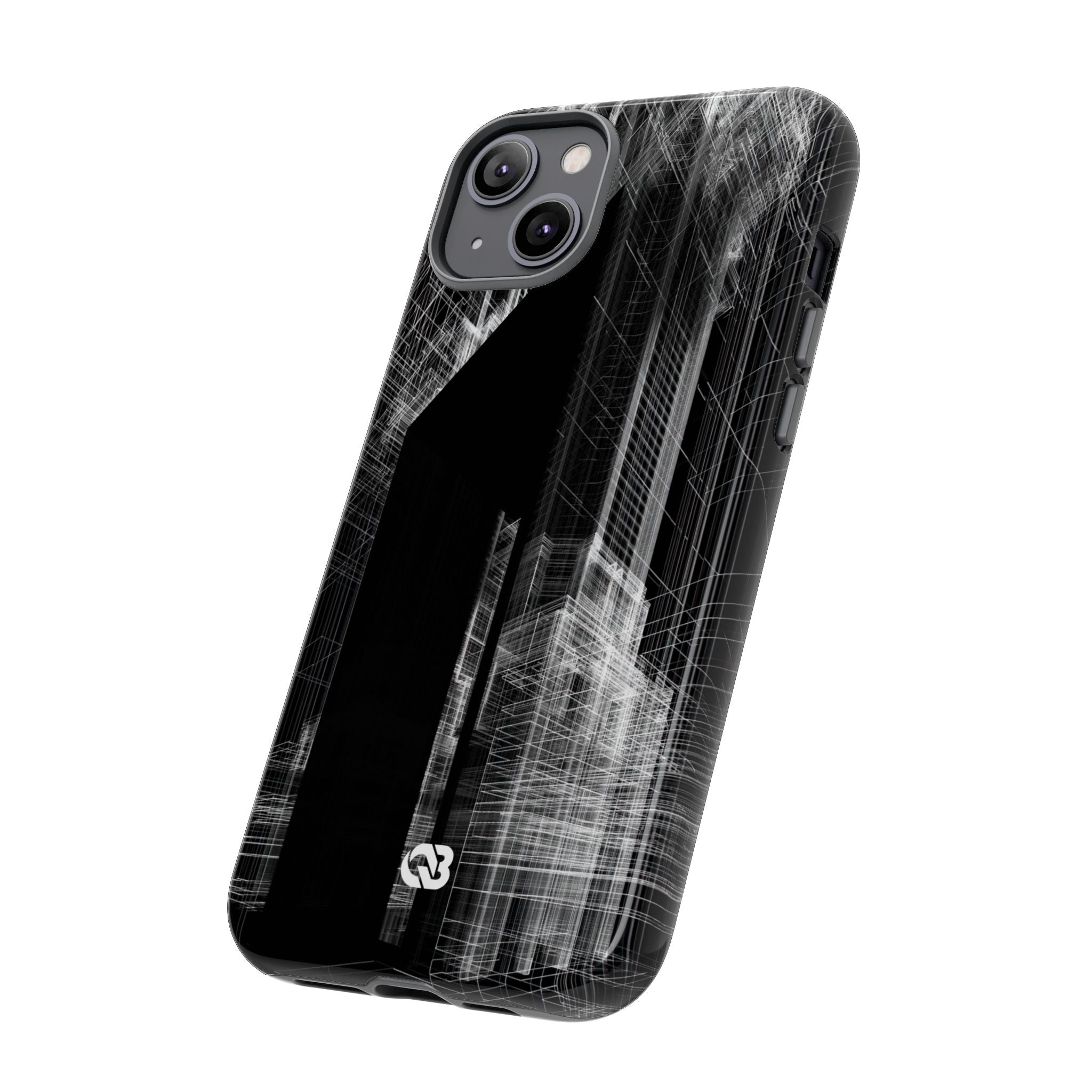 Black Tough Phone Case for iPhone - Ghost Urban Wireframe