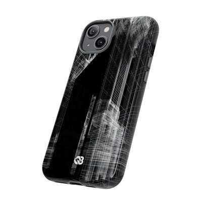 Black Tough Phone Case for iPhone - Ghost Urban Wireframe