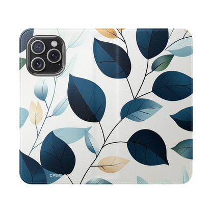 Navy Leaf Veins - iPhone 15 Pro Max Case - Wallet