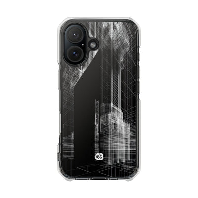 Black Impact MagSafe Phone Case for iPhone - Ghost Urban Wireframe