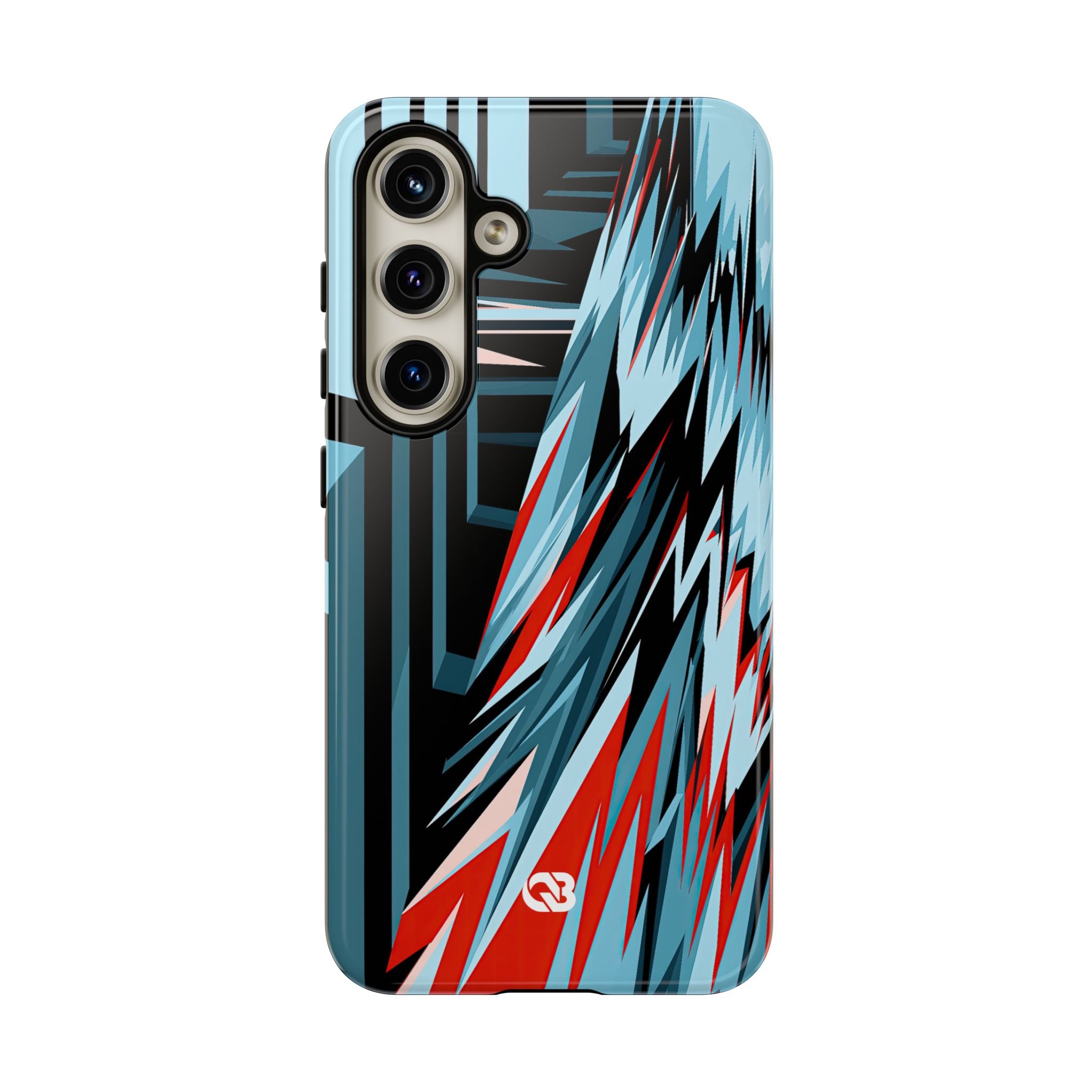 Blue Tough Phone Case for Samsung - Glitch Peak Cyan