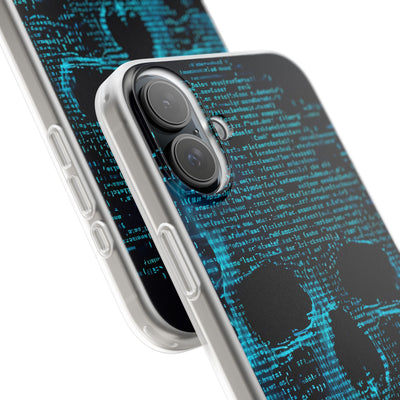 Cyan Glitch Skull · Soft Phone Case for iPhone