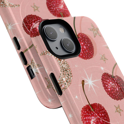 Bedazzled Ruby Cherries · Tough 2.0 Magnetic Phone Case for iPhone · Pink
