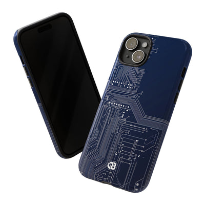 Blue Tough Phone Case for iPhone - Cobalt Data Stream