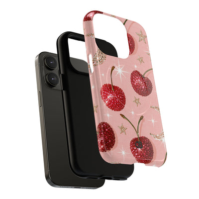 Bedazzled Ruby Cherries · Tough 2.0 Magnetic Phone Case for iPhone · Pink