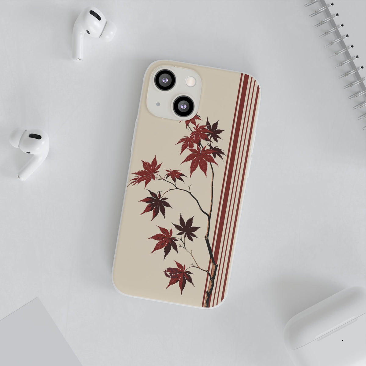 Crimson Maple Branch · Lite Phone Case for iPhone ·  Beige